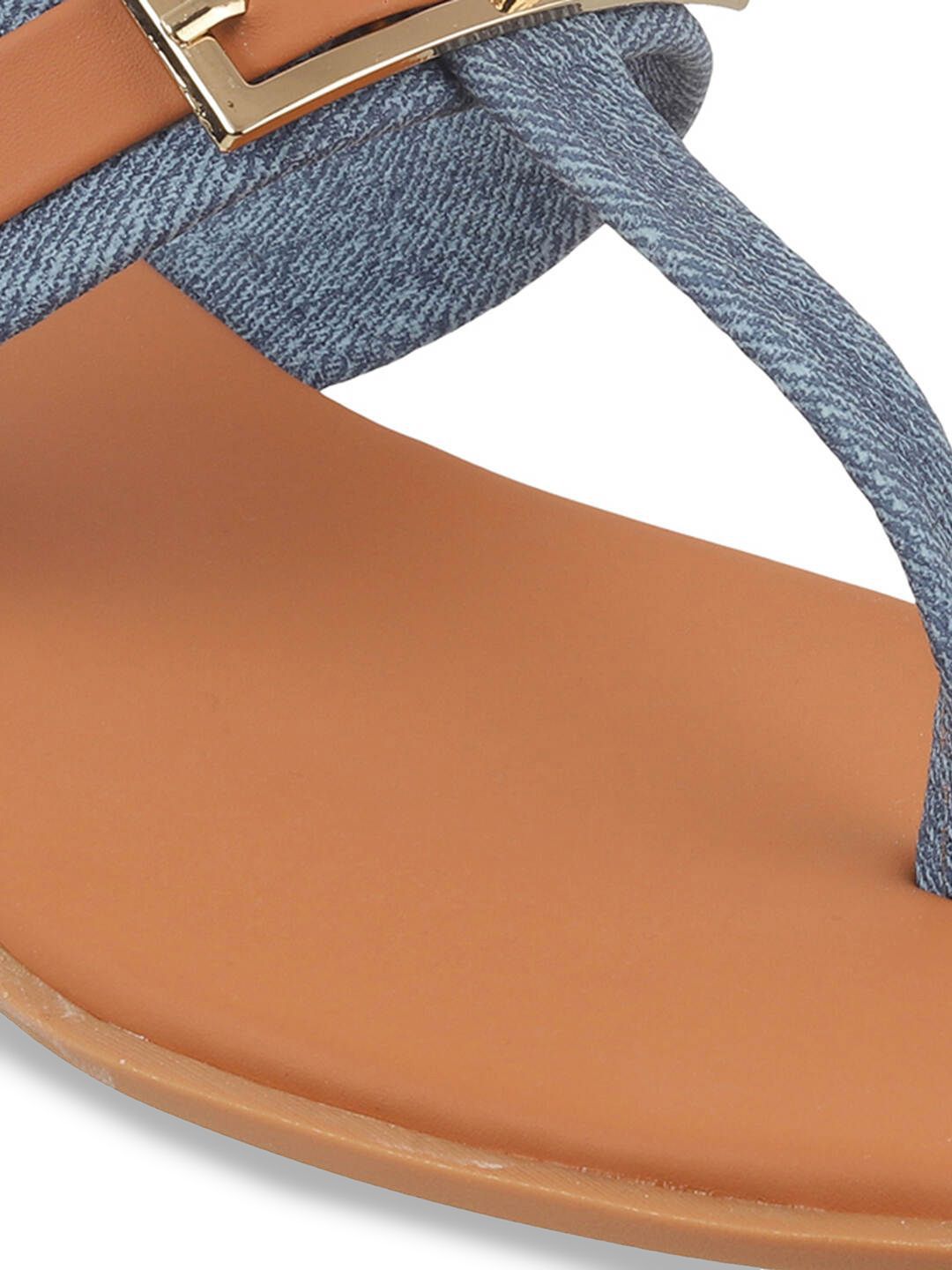 Mochi Women T-Strap Flats with Buckles