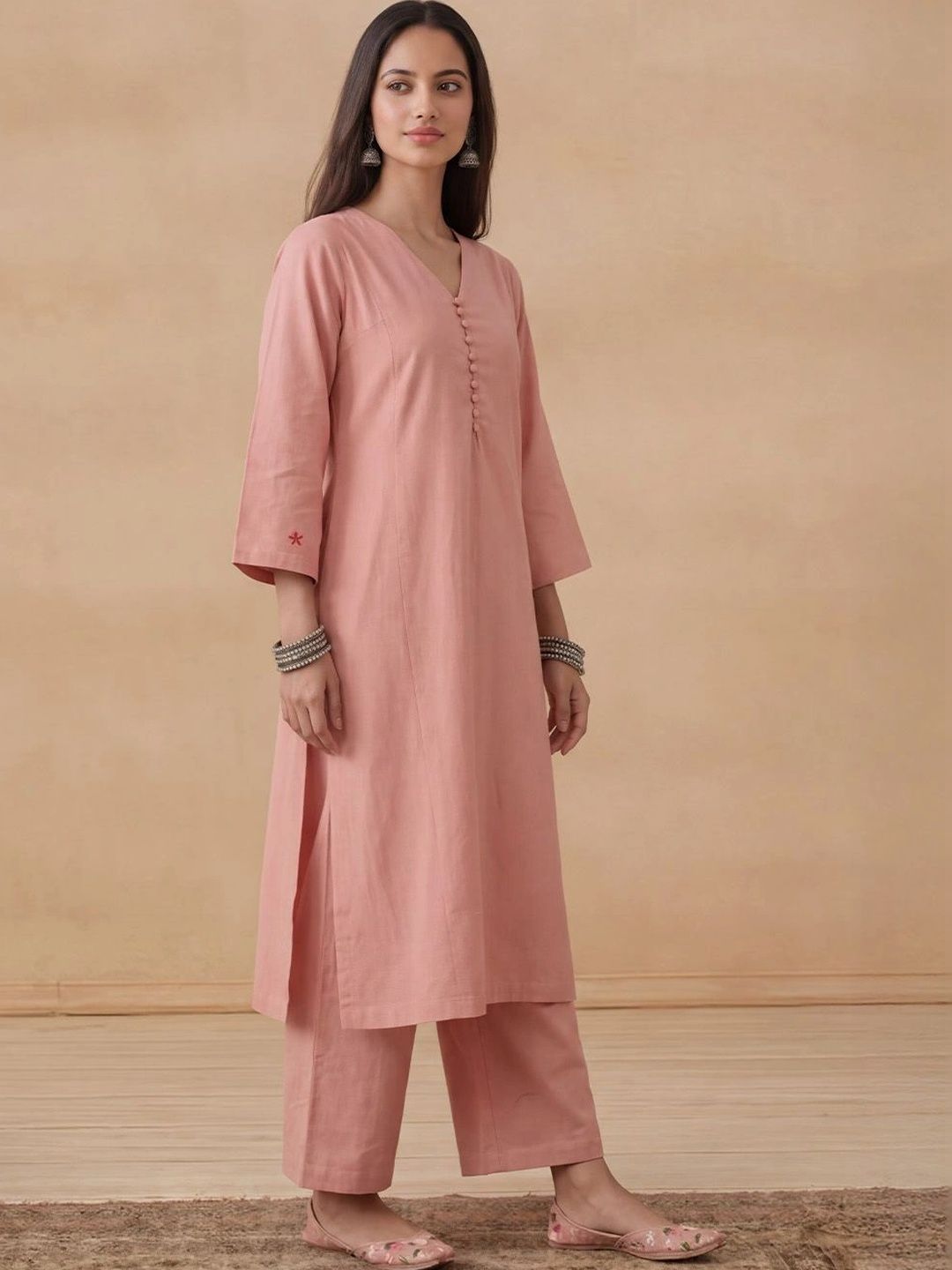 Rumah Chikankari Kurta Chikankari Biasa Wanita dengan Seluar