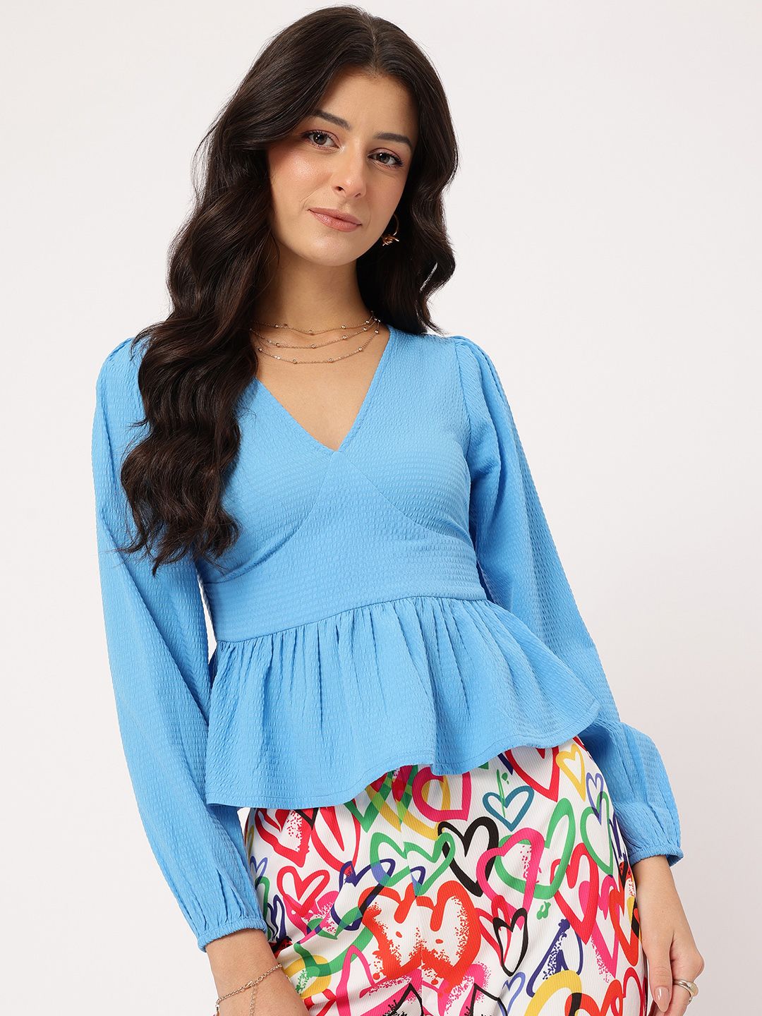 DressBerry Timeless Textures Seersucker Peplum Top