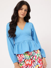 DressBerry Timeless Textures Seersucker Peplum Top