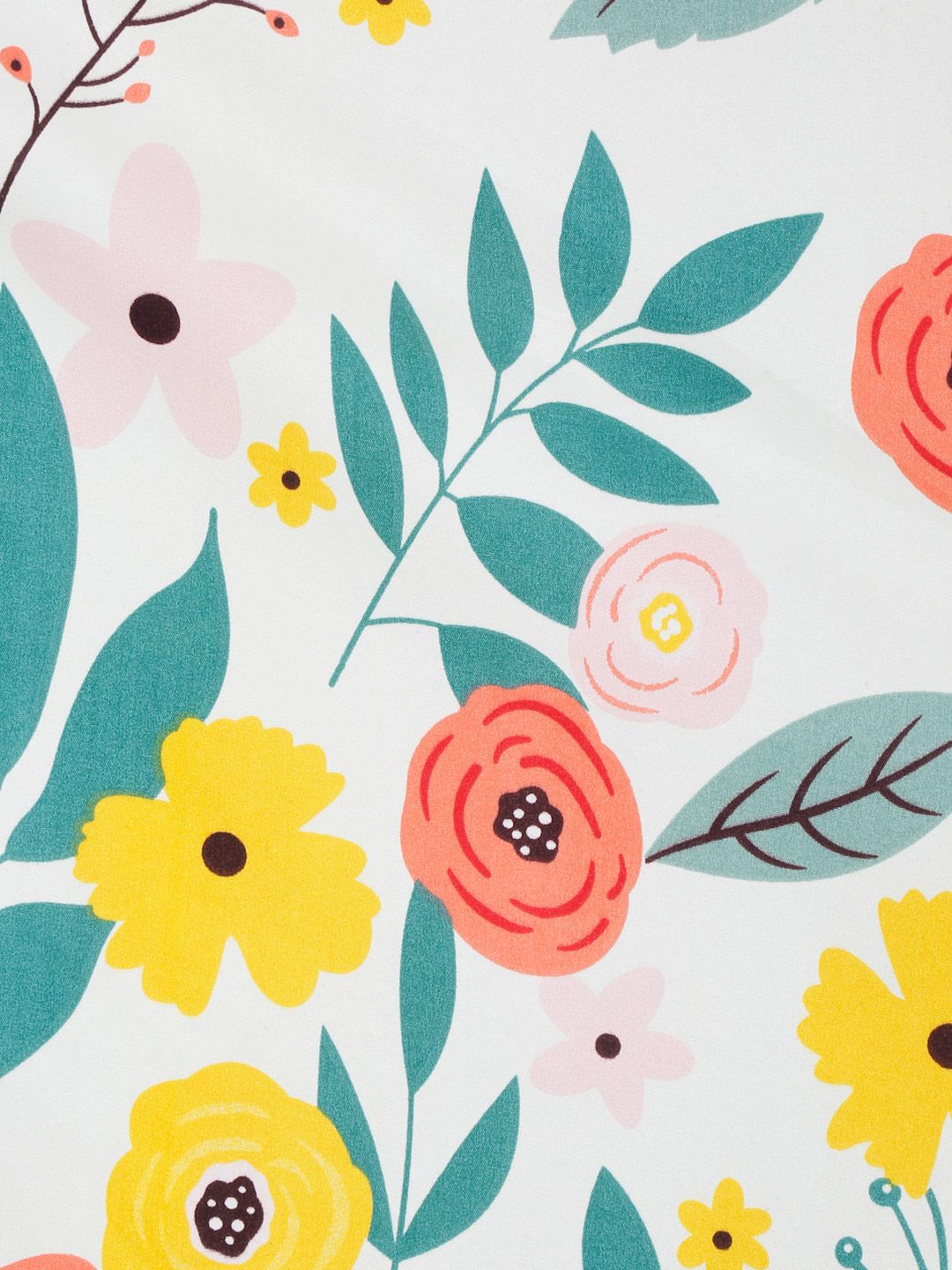 KLOTTHE White Floral Polycotton 300 TC Dilengkapi Cadar Bujang Halus dengan Sarung Bantal-87 x 59 inci