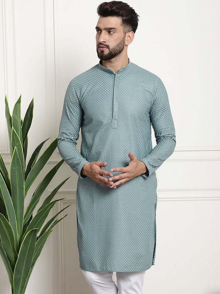 SOJANYA Rekaan Tenunan Kolar Mandarin Straight Cotton Kurta