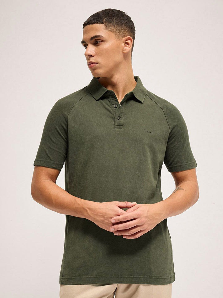 T-shirt kapas kolar pepejal lelaki beruang