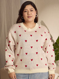 Berrylush Curve Women Conversational Self Design Pullover