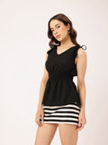DressBerry Black to Basics Tie & Smock Peplum Top