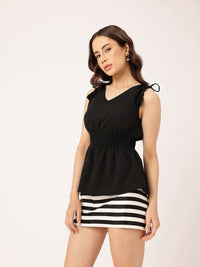 DressBerry Black to Basics Tie & Smock Peplum Top
