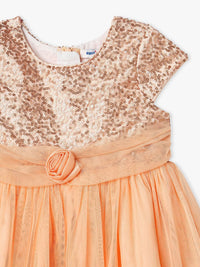 Nautinati Girls' Sequin Mesh Sleeveless Knee Length Party Frock