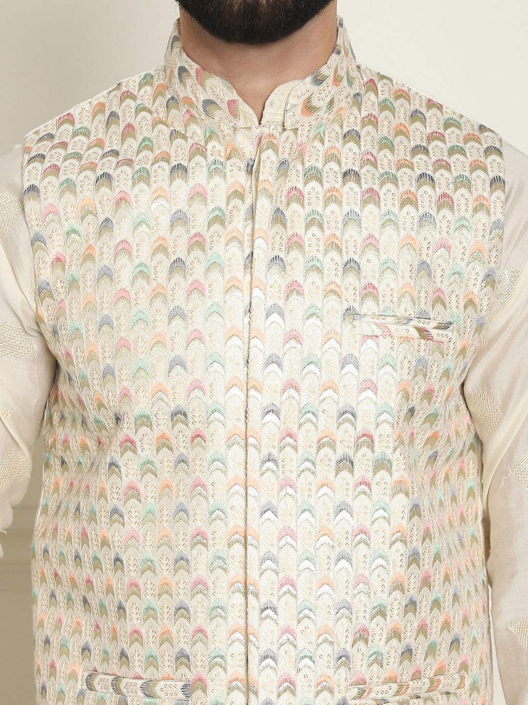 SOJANYA LUXE Jaket Nehru Kolar Mandarin Sulam Lelaki