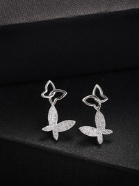 PANASH 925 Sterling Silver Rhodium-Plated Cubic Zirconia Studded