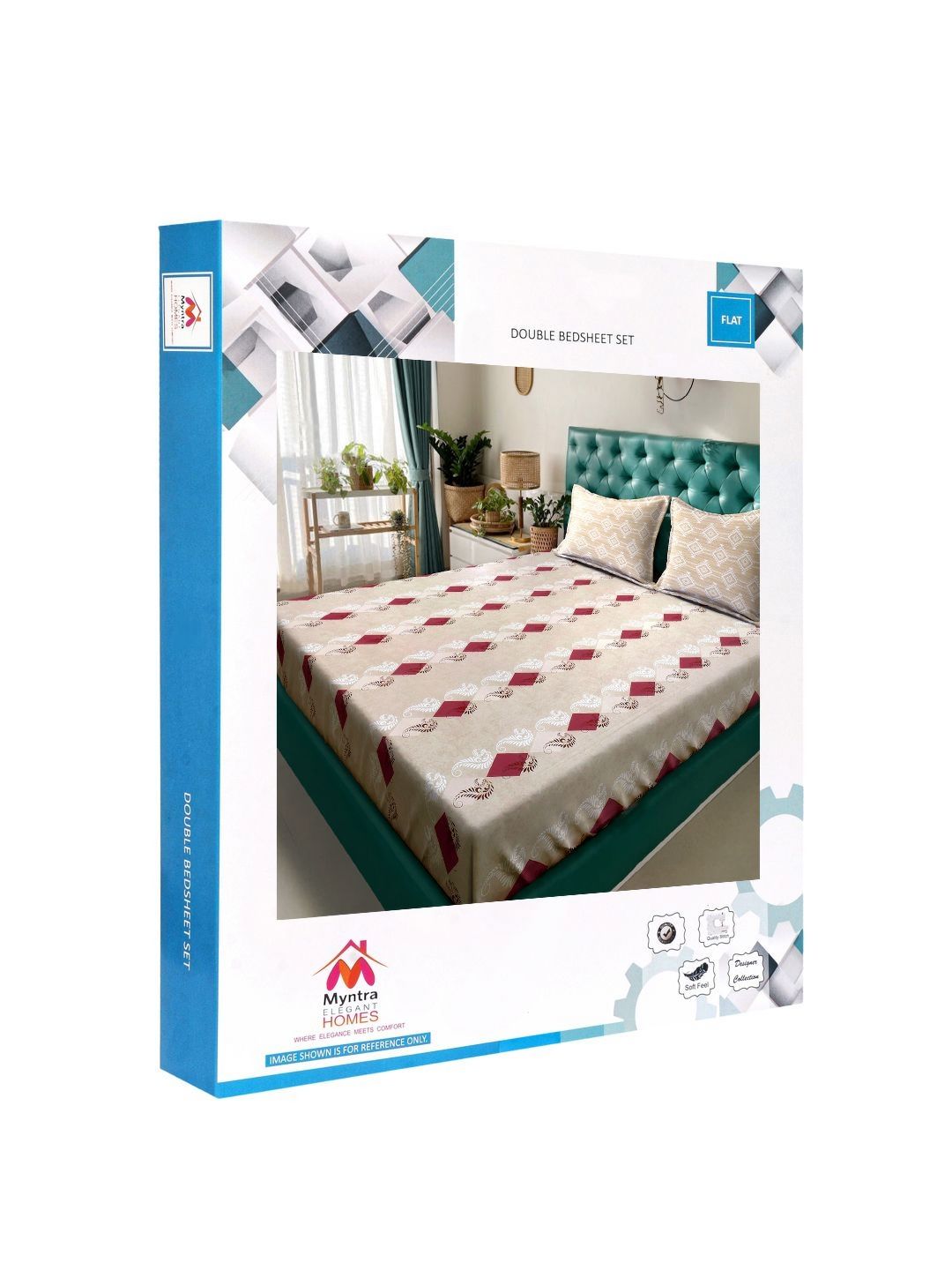 Myntra Elegant Homes Beige & Red Floral Pure Cotton 400 TC Set Cadar King 2.5m x 2.25m