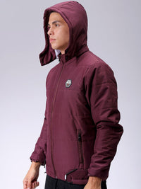The Indian Garage Co Men Slim Fit Zip-Front PufferJacket with Detachable Hood