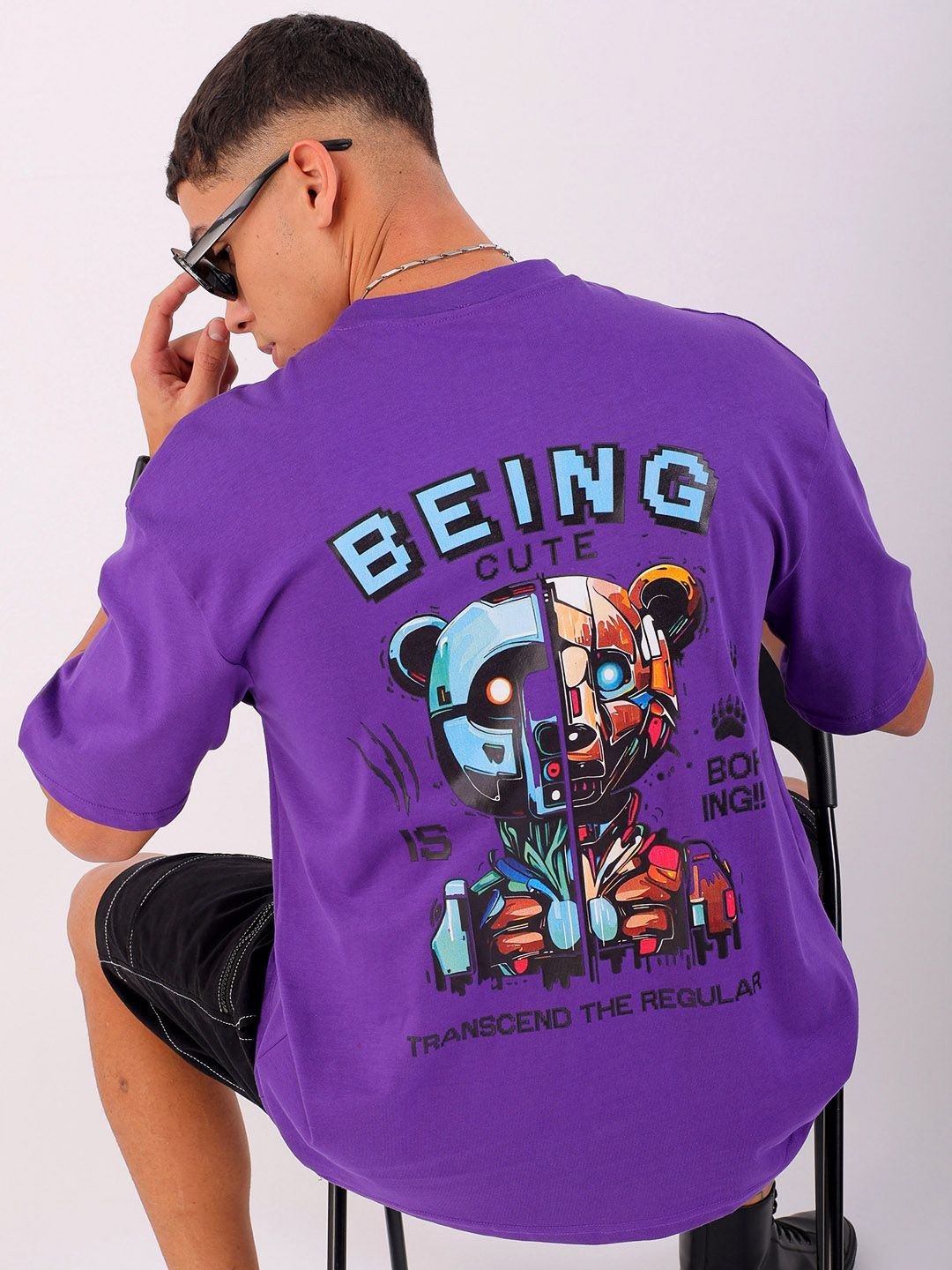 The Indian Garage Co Men Graphic Printed Round Neck Cotton Oversized T-Shirt