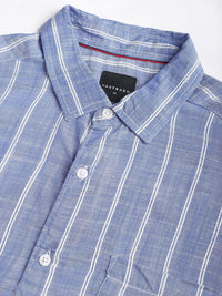 VASTRADO Men Classic Spread Collar Vertical Striped Slim Fit Casual Shirt