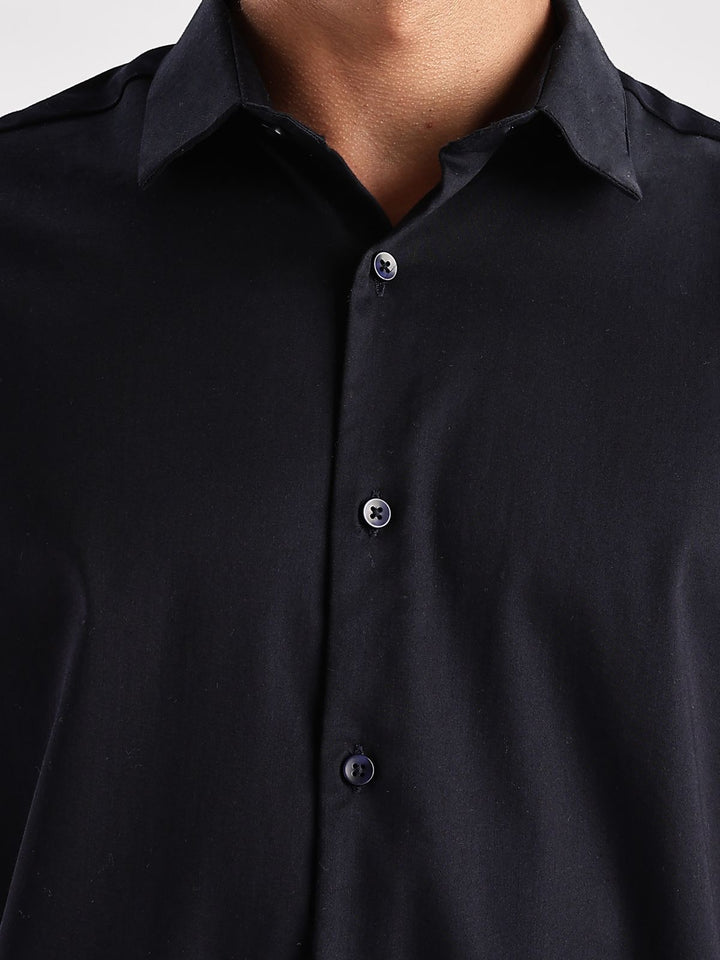 ADRO Men Slim Fit Solid Satin Casual Shirt