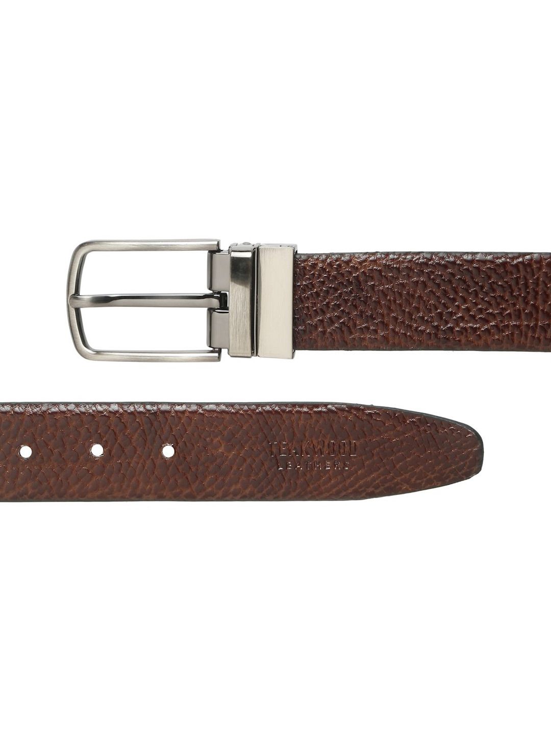 Teakwood Leathers Men Textured Leather Reversible Formal Belt