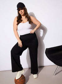 SASSAFRAS Curve Women Plus Size Mid-Rise Straight Fit Trousers