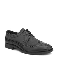 House of Pataudi Men Textured Formal Brogue