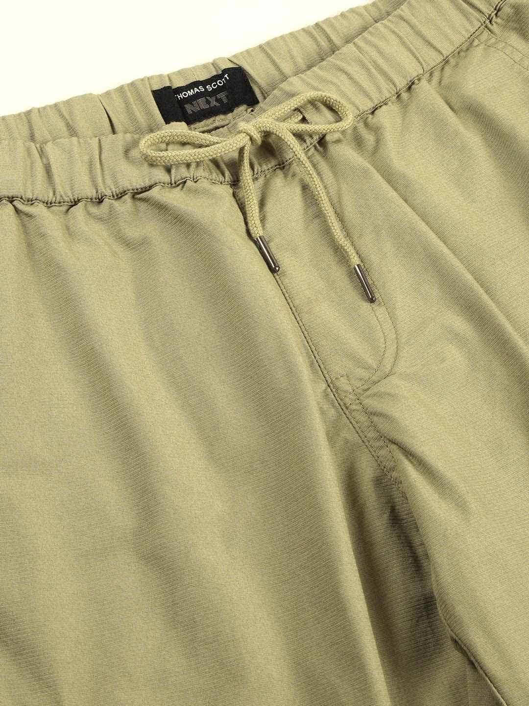 Thomas Scott Men Smart Slim Fit solid cotton Cargos Trousers