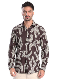 Bene Kleed Men Slim Fit Abstract Printed Spread Collar Casual Shirt