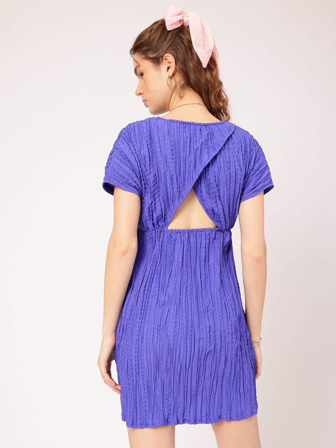DressBerry Parisian Chic Crinkled Cut-Out A-Line Mini Dress