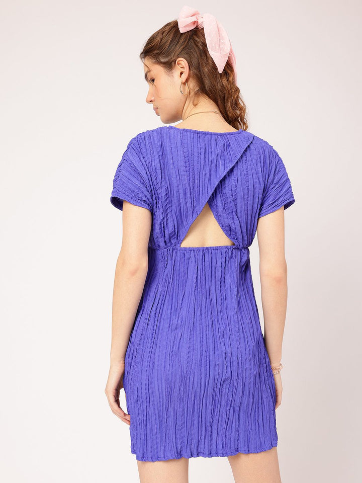 DressBerry Parisian Chic Crinkled Cut-Out A-Line Mini Dress