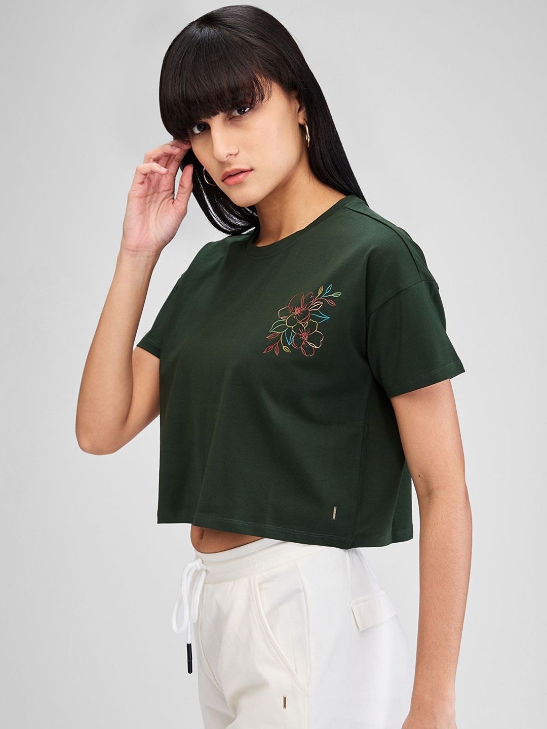 SPYKAR Women Applique Boxy T-shirt