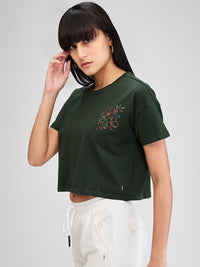 SPYKAR Women Applique Boxy T-shirt