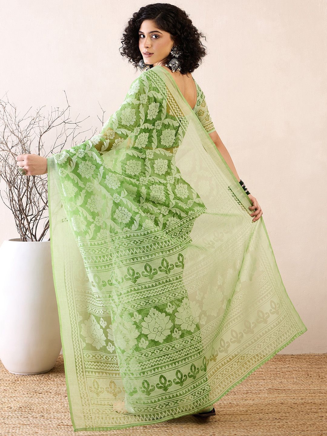 Saree mall Ready to Wear Floral Brasso Chanderi Sarees
