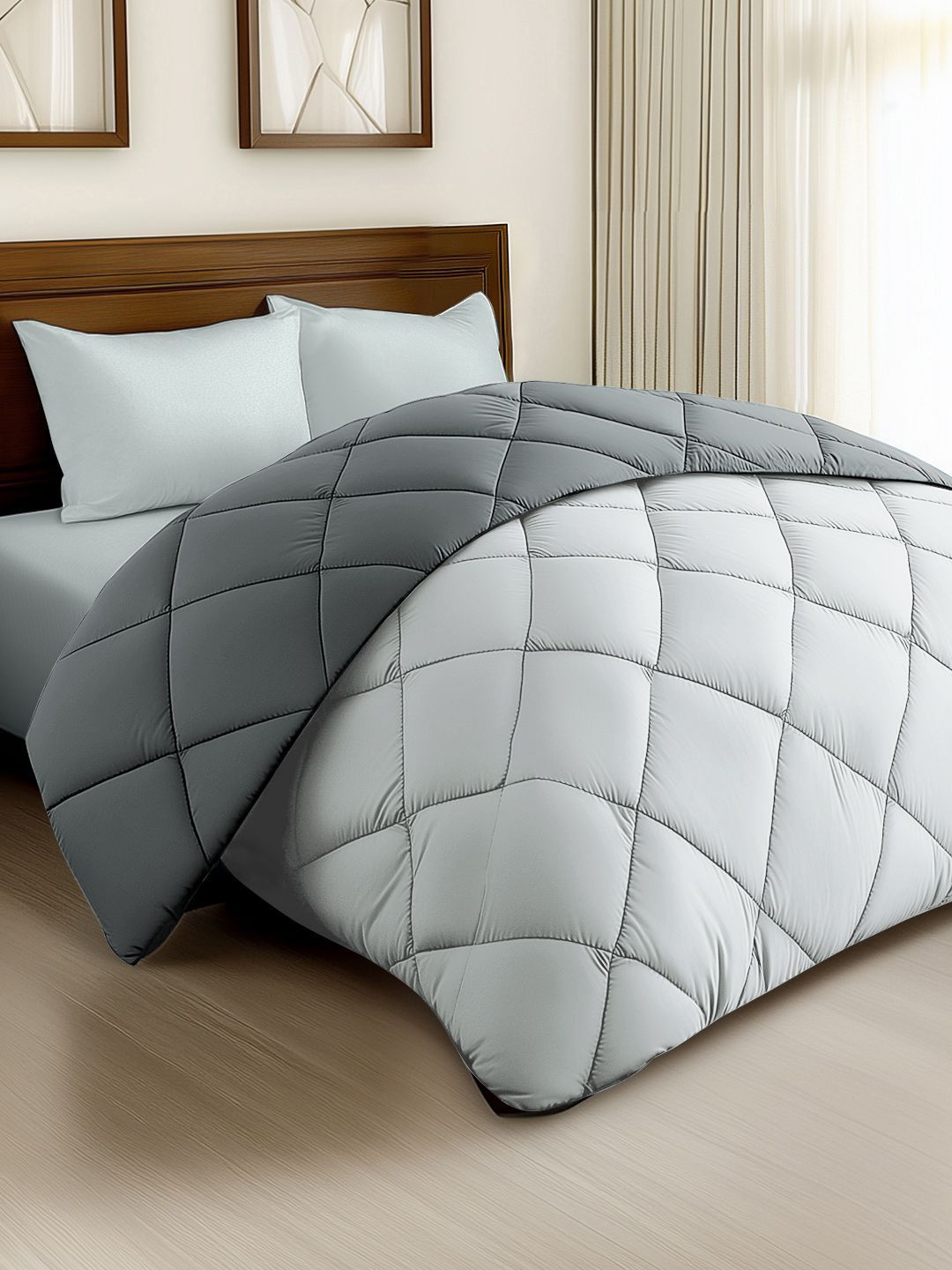 Story@home Melange & Grey Solid Reversible 240 GSM Heavy Winter Double Bed Comforter