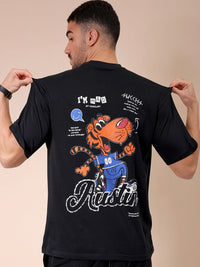 The Indian Garage Co Men Graphic Printed Round Neck Pure Cotton Oversized T-shirt