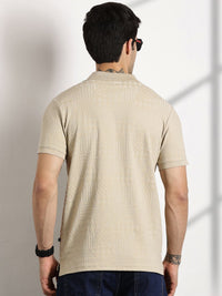 Thomas Scott Men Self Design Polo Collar Cotton T-shirt