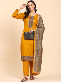 Mamicha Women Embroidered Regular Pure Cotton Kurta with Palazzos & With Dupatta