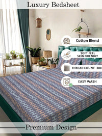 Myntra Elegant Homes Purple & Grey 300 TC King Bedsheet with 2 Pillow Covers