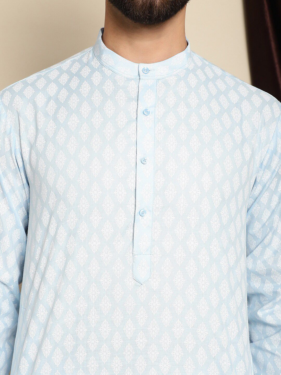 Anouk Ethnic Motifs Printed Mandarin Collar Kurta With Churidar