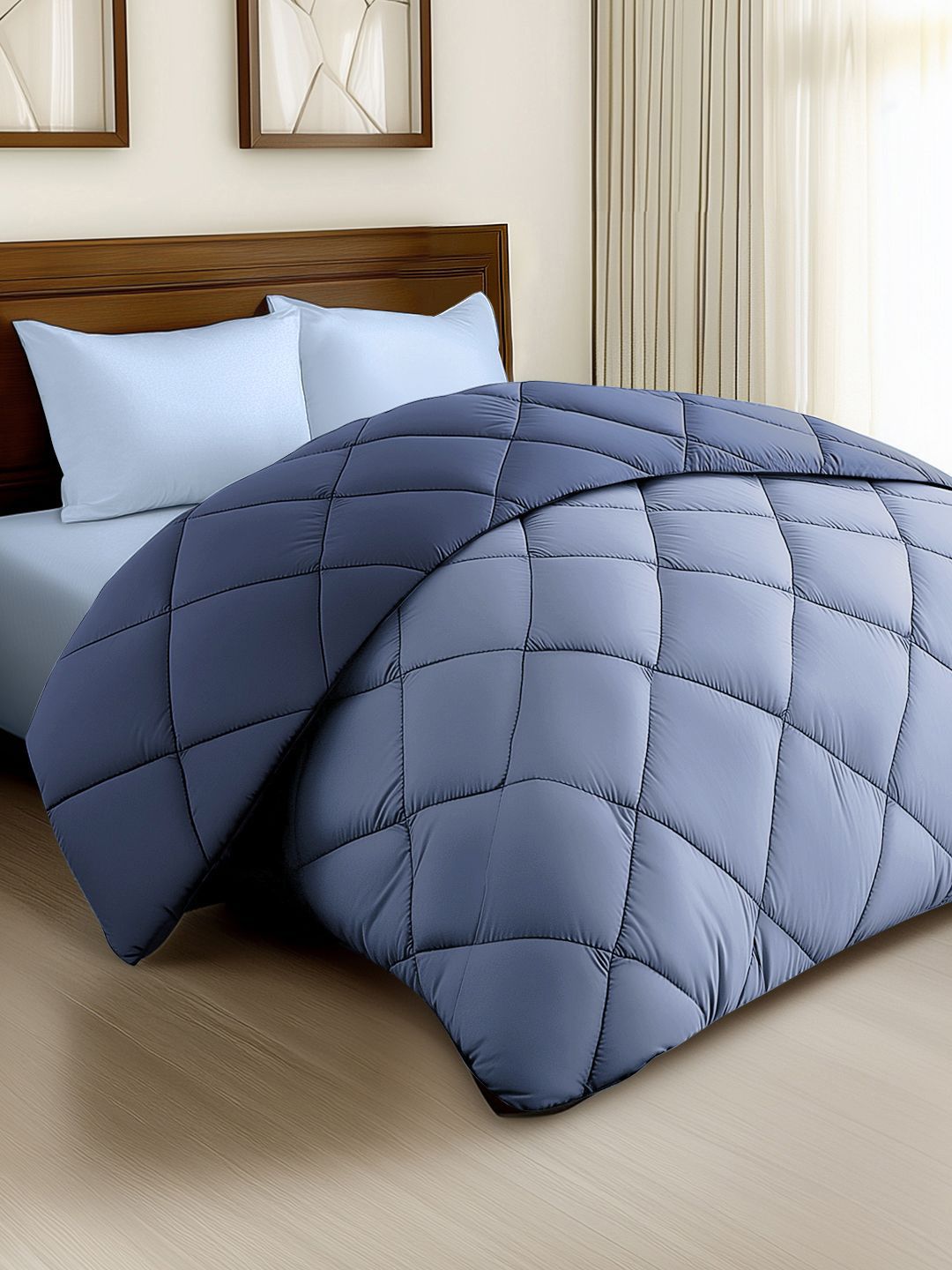 Story@home Lavender & Blue Solid Reversible 240 GSM Heavy Winter Double Bed Comforter