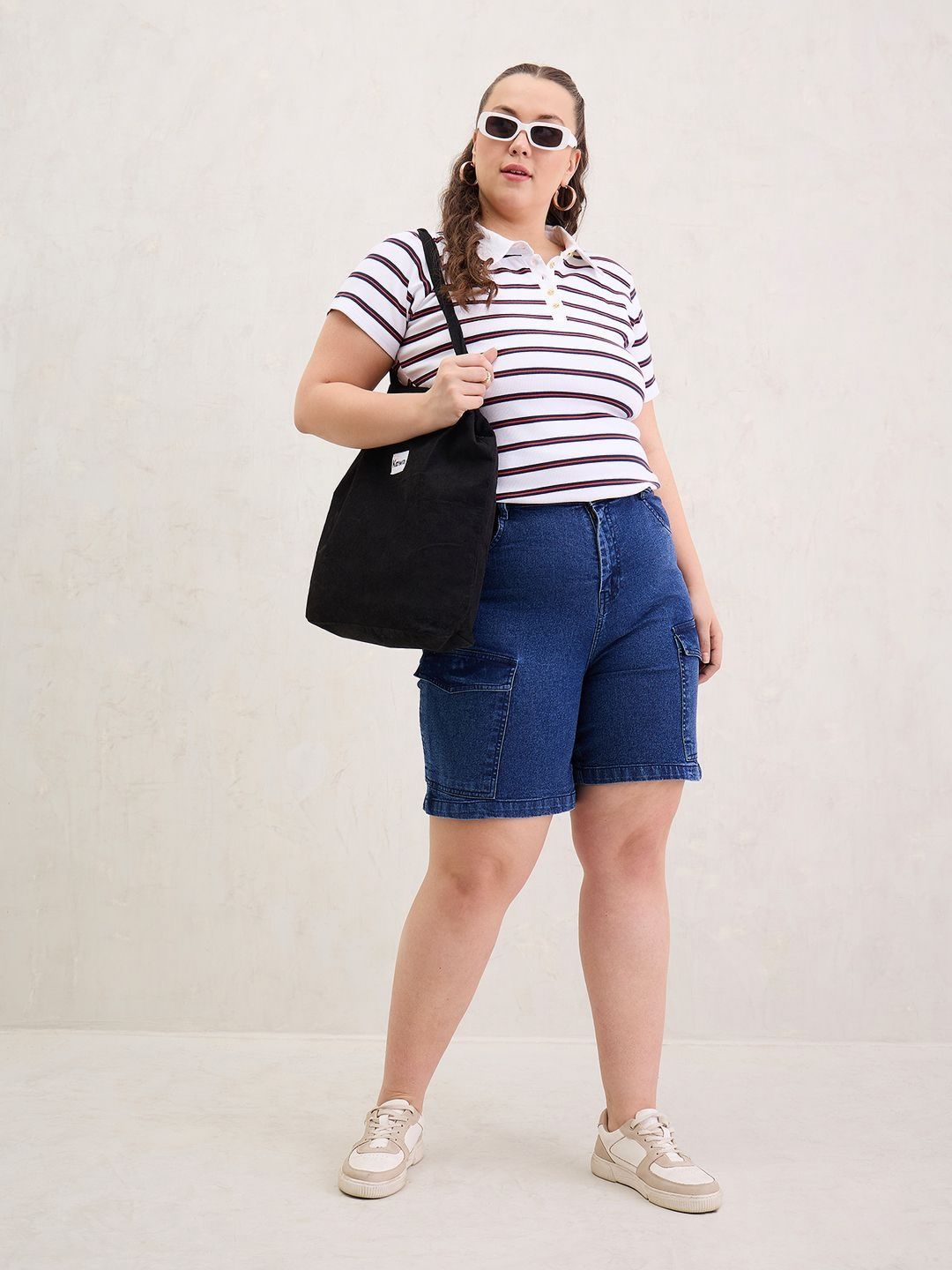 SASSAFRAS Curve Women Striped Polo Collar T-shirt