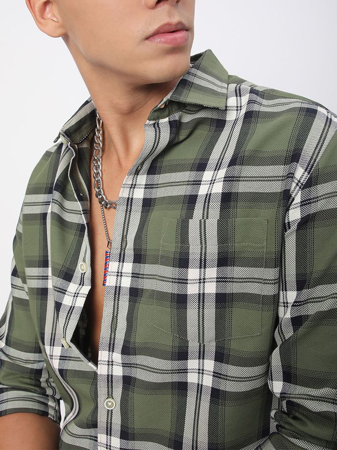 VASTRADO Men Classic Slim Fit Opaque Checked Pure Cotton Casual Shirt