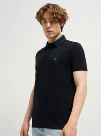 THE BEAR HOUSE Men Solid Polo Collar Pure Cotton T-shirt
