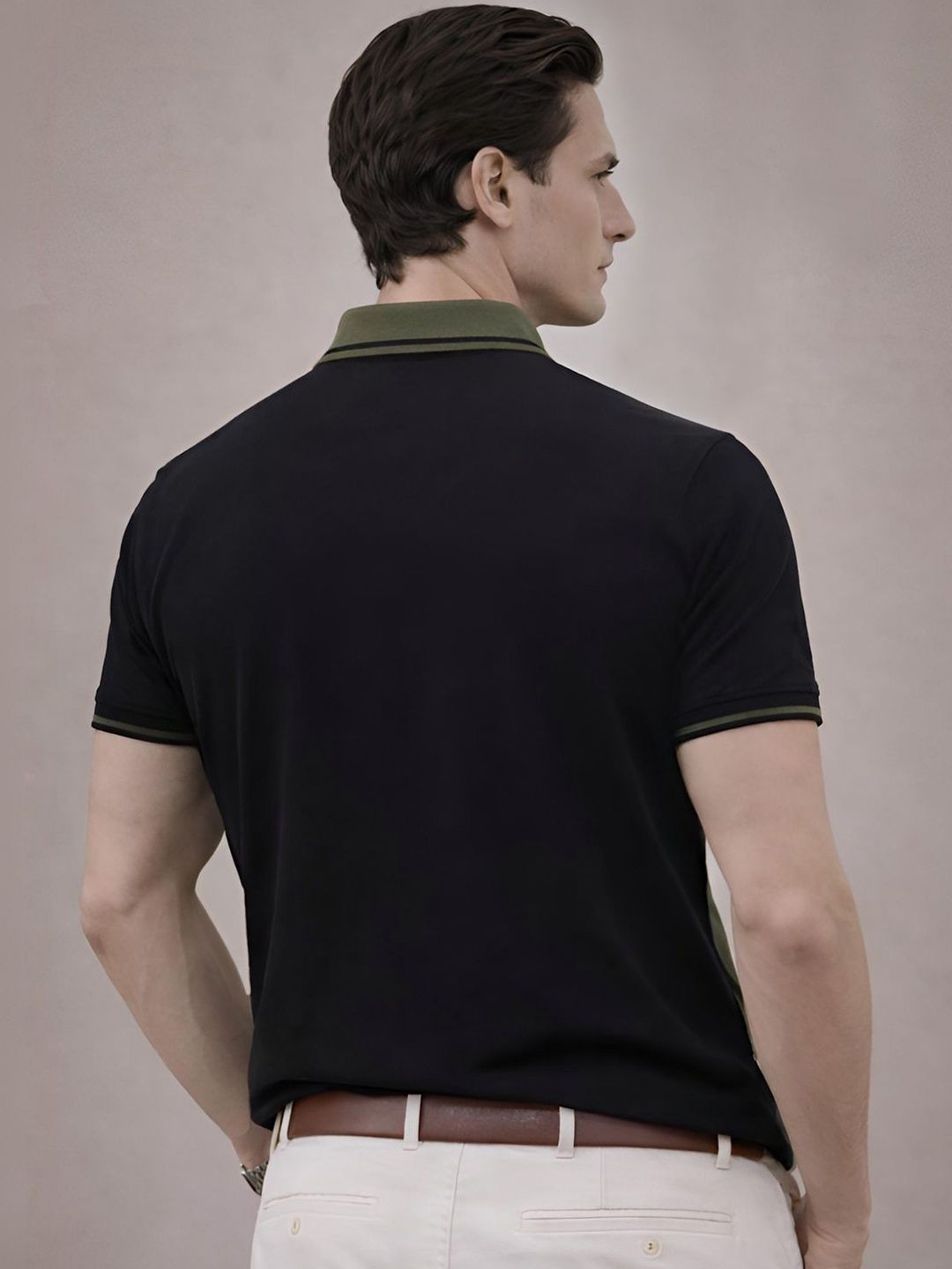 ADRO Men Brand Logo Colourblocked Polo Collar T-shirt