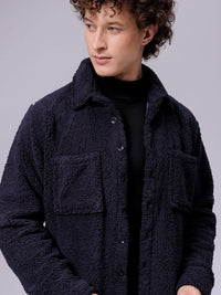 The Indian Garage Co Men Fleece Regular Fit Casual Winter Overshirt