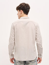 THE BEAR HOUSE Men Button-Down Collar Solid Slim Fit Cotton Shirt