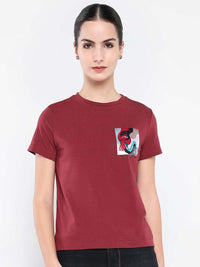 Rareism Wanita Grafik T-Shirt Leher Pusingan Dicetak