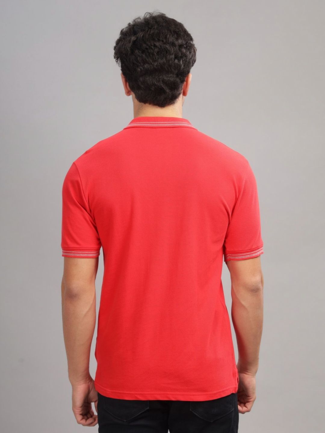 ADRO Men Polo Collar Applique T-shirt