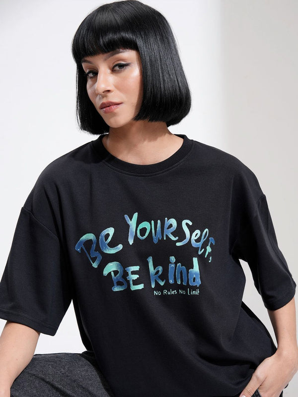 Street By Tokyo Talkies Women Printed Short Sleeved Oversized T-shirt