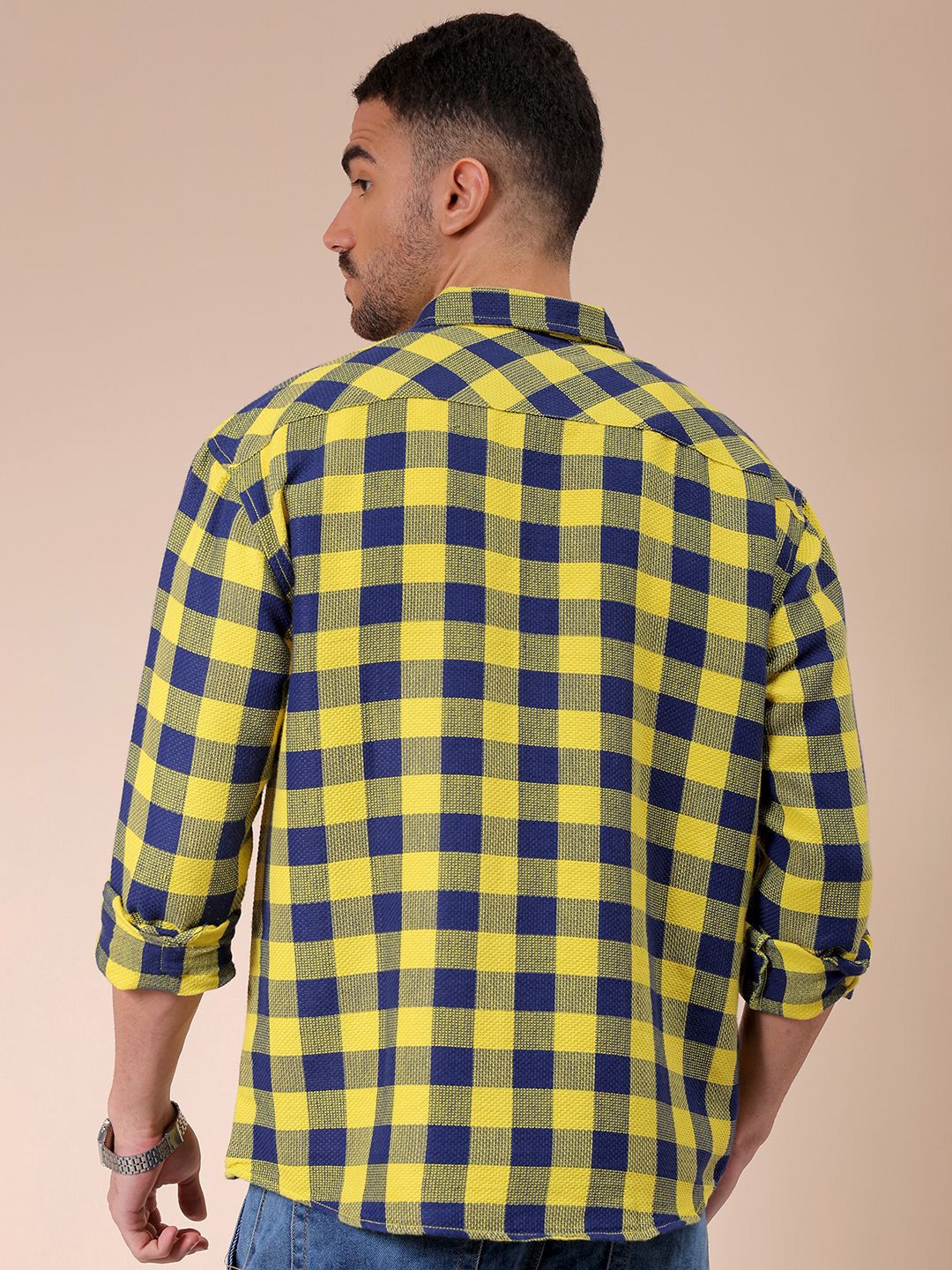 The Indian Garage Co Men Relaxed Fit Checked Dobby Textured Resortwear Shirt