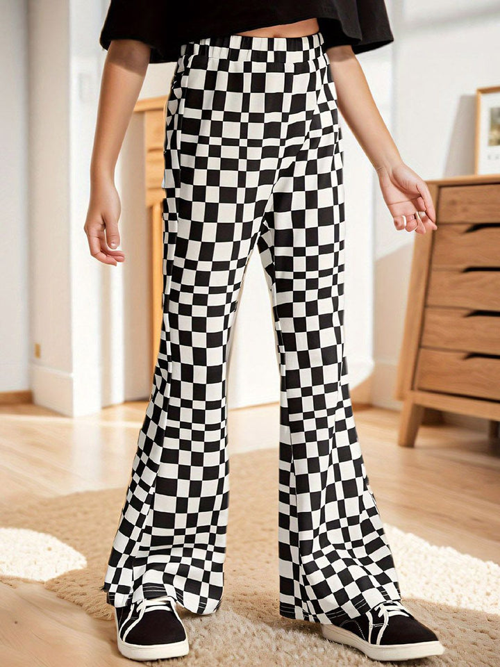 YK Girls Printed Smart Slim Fit Trousers