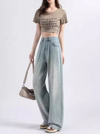 DressBerry Women Cotton Relaxed Fit Embellished High-Rise Light Fade Jeans