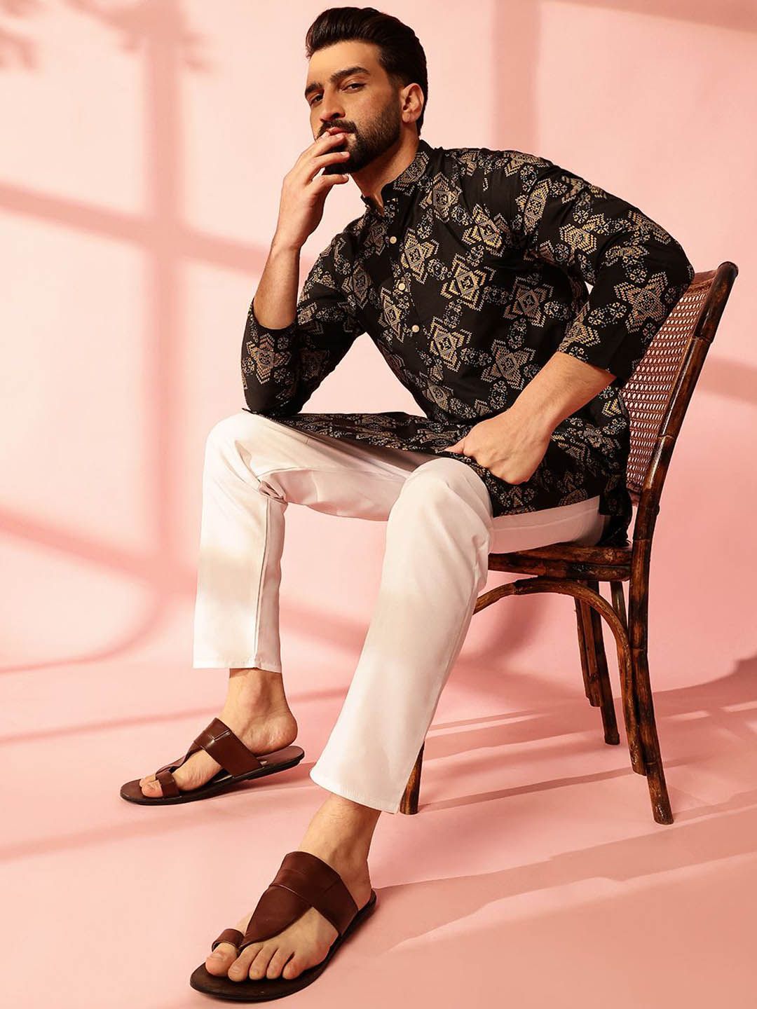 Anouk Men Ethnic Motifs Printed Regular Kurta with Pyjamas