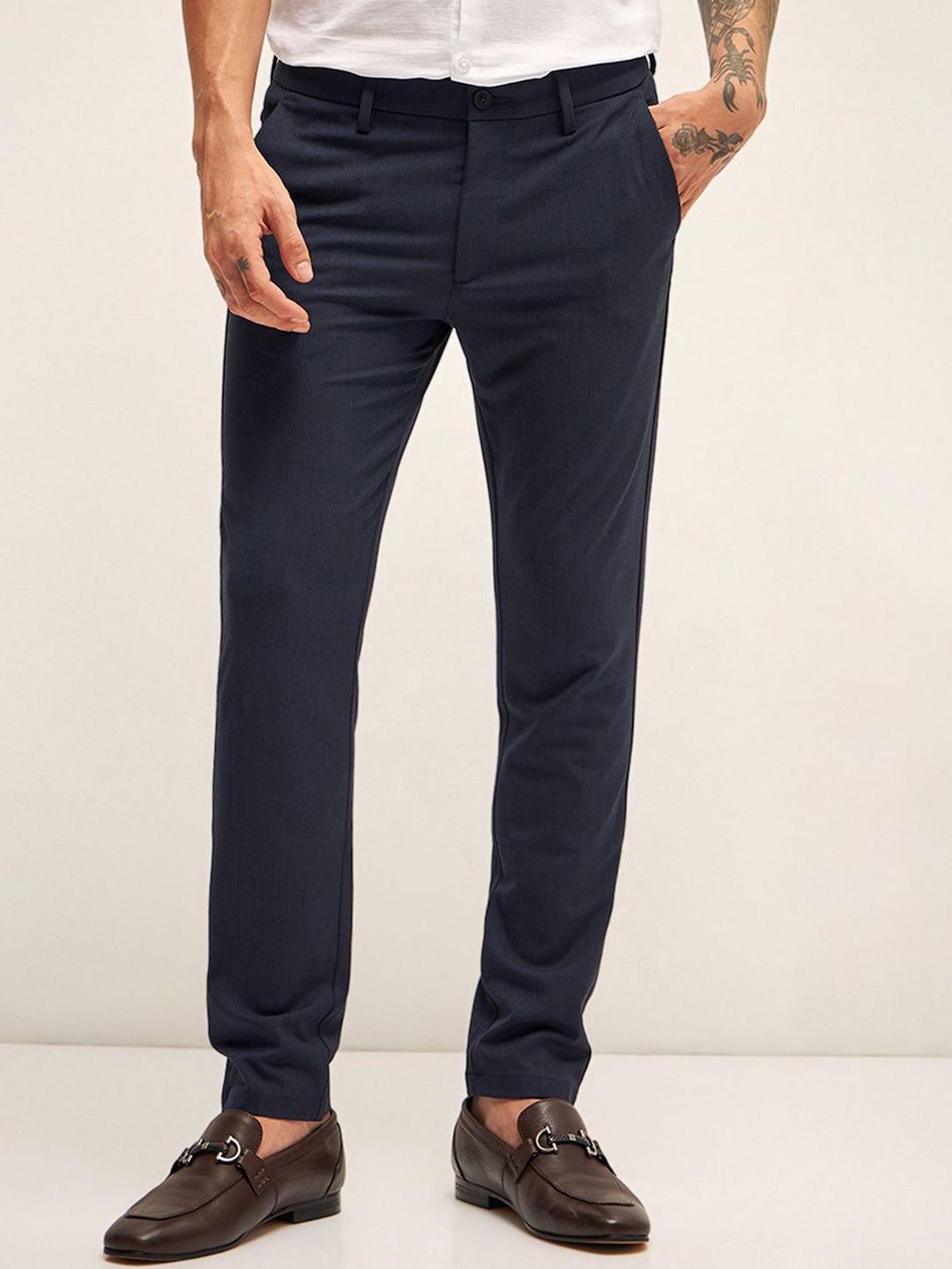 THE BEAR HOUSE Men Slim Fit Chinos Trousers