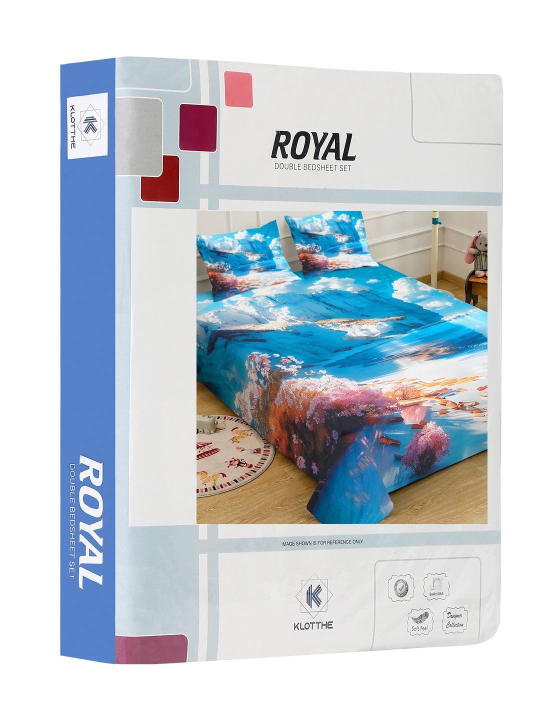 KLOTTHE Blue Floral Printed 400 TC Cadar King Superfine